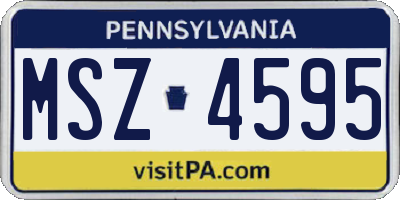 PA license plate MSZ4595