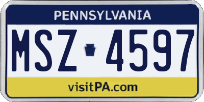 PA license plate MSZ4597
