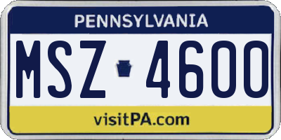 PA license plate MSZ4600