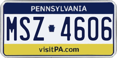 PA license plate MSZ4606