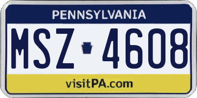 PA license plate MSZ4608