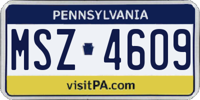 PA license plate MSZ4609