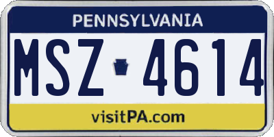 PA license plate MSZ4614
