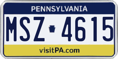 PA license plate MSZ4615