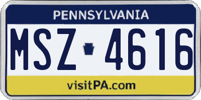 PA license plate MSZ4616