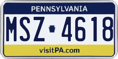 PA license plate MSZ4618