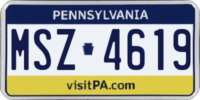 PA license plate MSZ4619