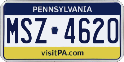 PA license plate MSZ4620