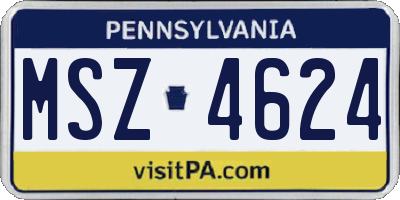 PA license plate MSZ4624