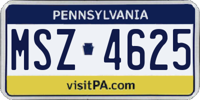 PA license plate MSZ4625