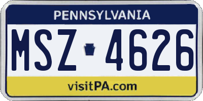 PA license plate MSZ4626
