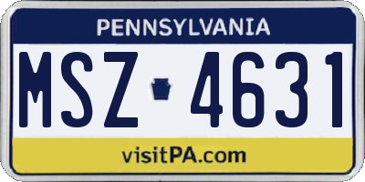 PA license plate MSZ4631