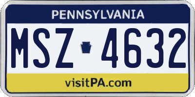 PA license plate MSZ4632
