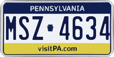 PA license plate MSZ4634