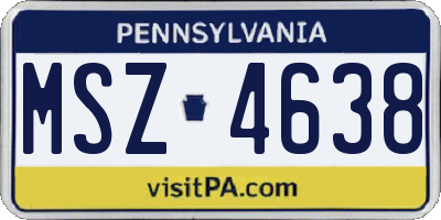 PA license plate MSZ4638