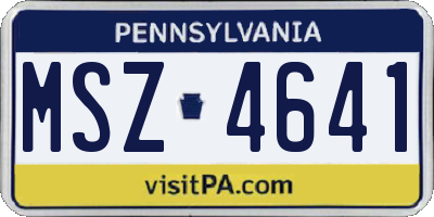 PA license plate MSZ4641