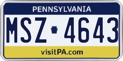 PA license plate MSZ4643