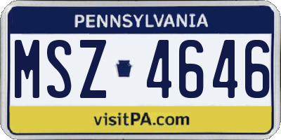 PA license plate MSZ4646