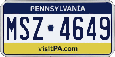 PA license plate MSZ4649