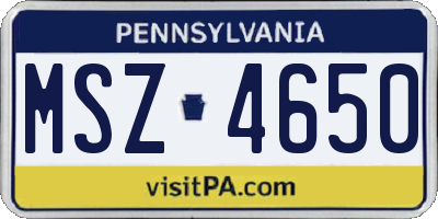 PA license plate MSZ4650