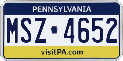 PA license plate MSZ4652