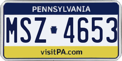 PA license plate MSZ4653