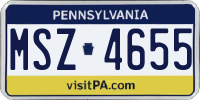 PA license plate MSZ4655