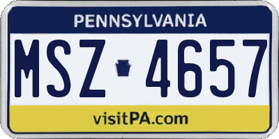 PA license plate MSZ4657