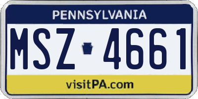 PA license plate MSZ4661