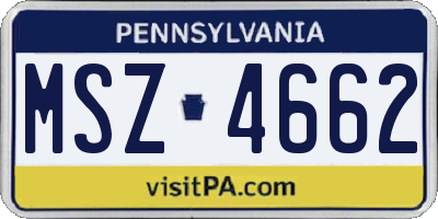 PA license plate MSZ4662