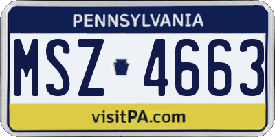 PA license plate MSZ4663