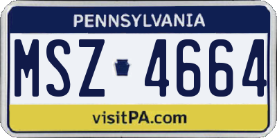 PA license plate MSZ4664
