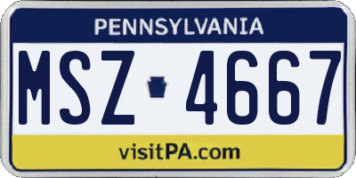 PA license plate MSZ4667