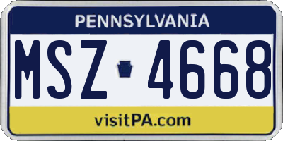 PA license plate MSZ4668