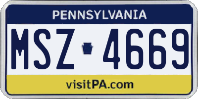PA license plate MSZ4669