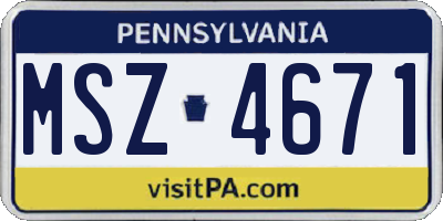 PA license plate MSZ4671