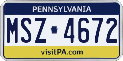 PA license plate MSZ4672