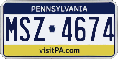 PA license plate MSZ4674