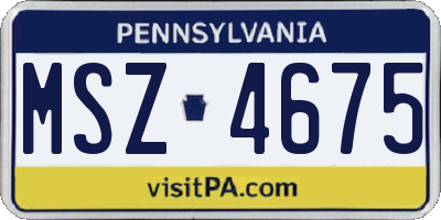 PA license plate MSZ4675