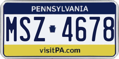 PA license plate MSZ4678