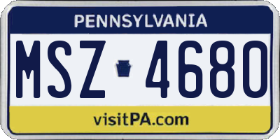 PA license plate MSZ4680