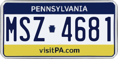 PA license plate MSZ4681