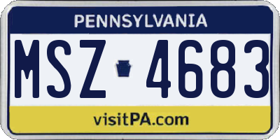PA license plate MSZ4683