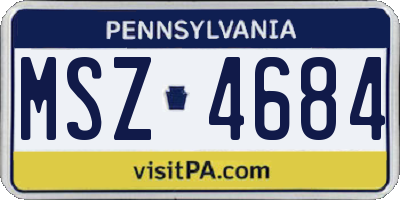 PA license plate MSZ4684