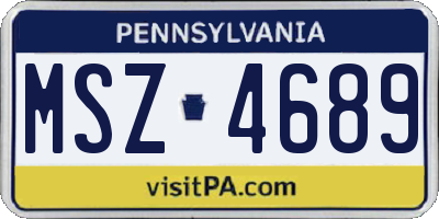 PA license plate MSZ4689