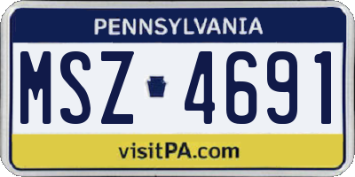 PA license plate MSZ4691