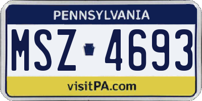 PA license plate MSZ4693