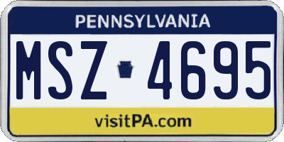 PA license plate MSZ4695