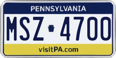 PA license plate MSZ4700