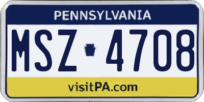 PA license plate MSZ4708